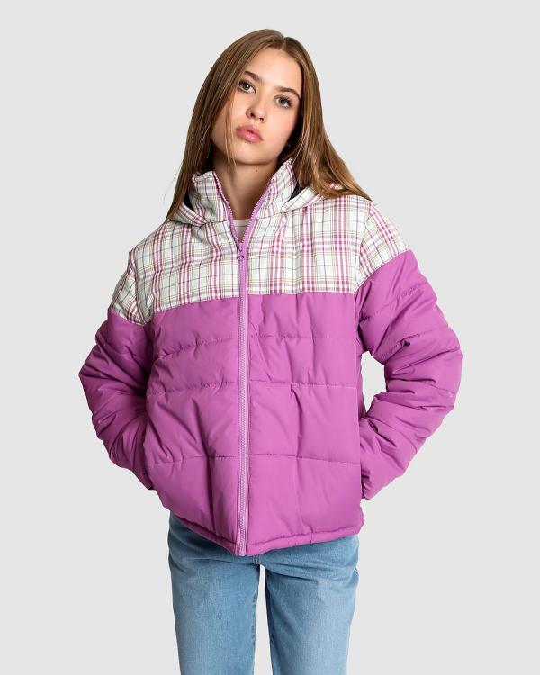 Gelati Jeans Teen - Tess Check Puffer Jacket - Coats & Jackets (Purple) Tess Check Puffer Jacket