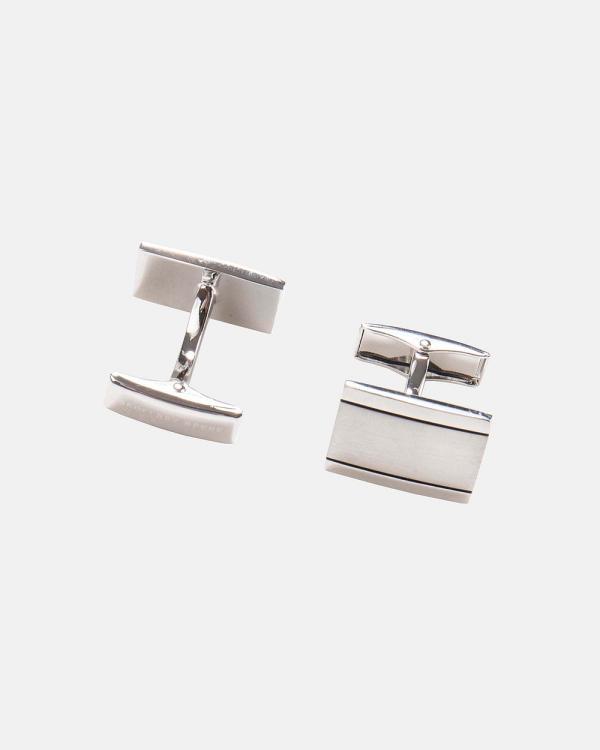 Geoffrey Beene - Brushed Silver Rectangular Cufflinks - Ties & Cufflinks (SILVER) Brushed Silver Rectangular Cufflinks