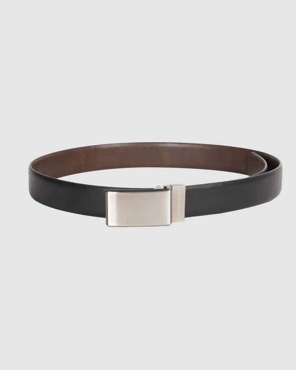 Geoffrey Beene - Plate Buckle Reversible Belt - Belts (BLACK/BROWN) Plate Buckle Reversible Belt