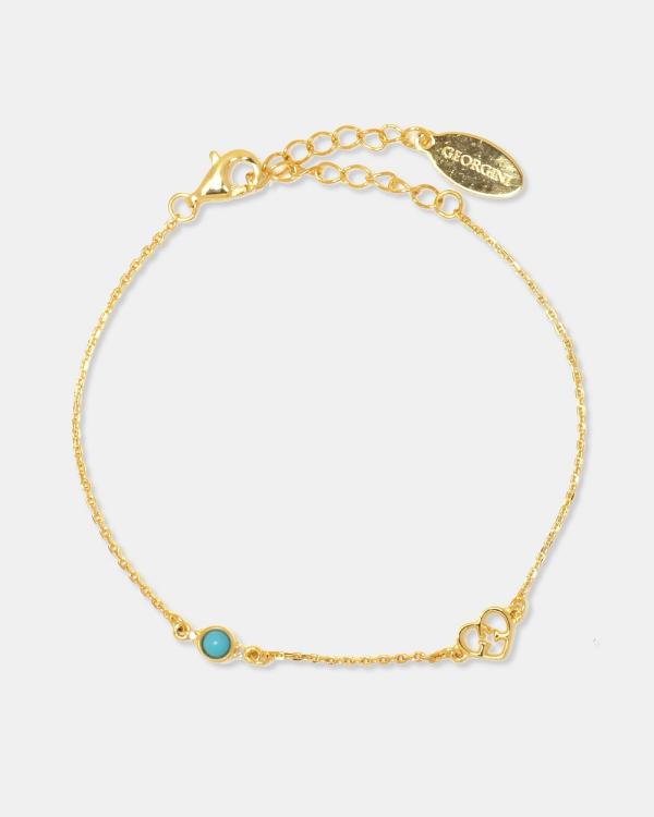 Georgini - Natural Turquoise And Two Natural Diamond December Gold Bracelet - Jewellery (Gold) Natural Turquoise And Two Natural Diamond December Gold Bracelet