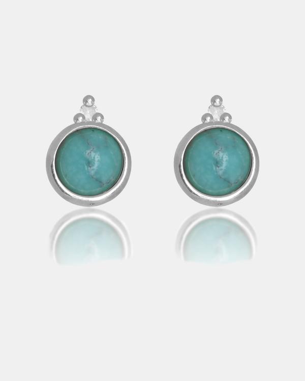 Georgini - Natural Turquoise And Two Natural Diamond December Silver Earrings - Jewellery (Silver) Natural Turquoise And Two Natural Diamond December Silver Earrings