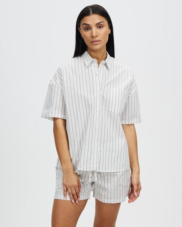 Gingerlilly - Kali Grey White Cotton PJs - Sleepwear (Grey Pinstripe) Kali Grey White Cotton PJs