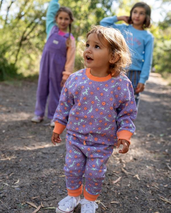 Goldie + Ace - Daisy Meadow Relaxed Terry Sweater   Babies Kids ICONIC EXCLUSIVE - Sweats (Lilac & Tangerine) Daisy Meadow Relaxed Terry Sweater - Babies-Kids ICONIC EXCLUSIVE