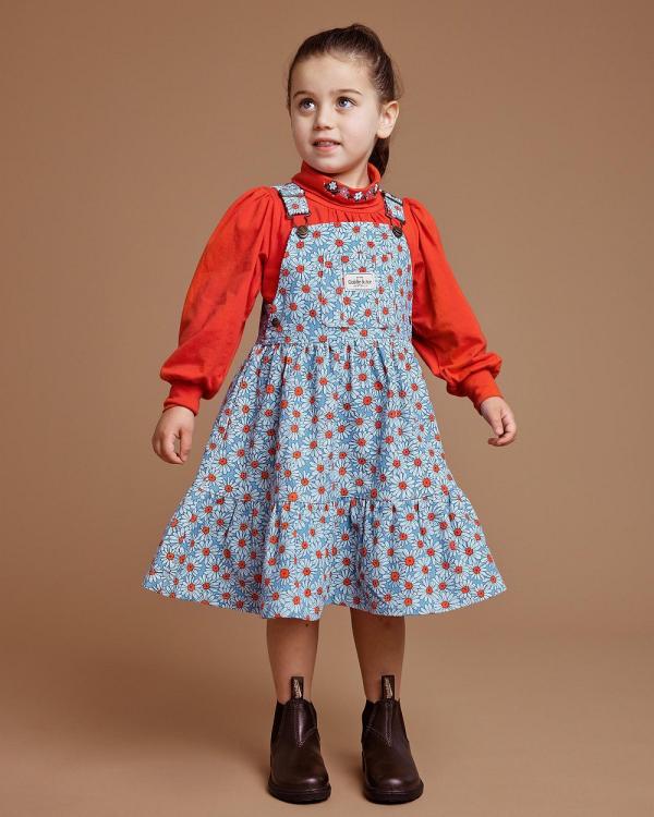 Goldie + Ace - Dixie Daisy Tiered Corduroy Pinafore Dress   Babies Kids - Printed Dresses (Blue Red) Dixie Daisy Tiered Corduroy Pinafore Dress - Babies-Kids