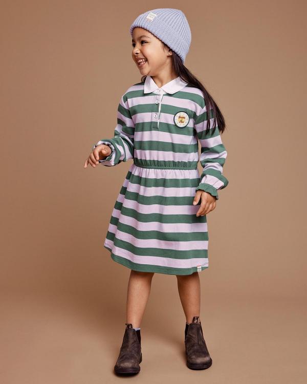 Goldie + Ace - Game On Wide Stripe Rugby Dress   Babies Kids - Printed Dresses (Green Cloud) Game On Wide Stripe Rugby Dress - Babies-Kids