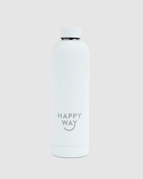 Happy Way - White Matte Drink Bottle - Proteins (White) White Matte Drink Bottle