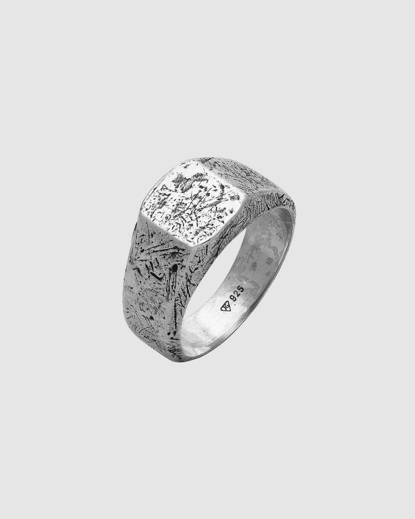 Haze & Glory -  Ring Signet Ring Structured in 925 Sterling Silver - Jewellery (Silver) Ring Signet Ring Structured in 925 Sterling Silver