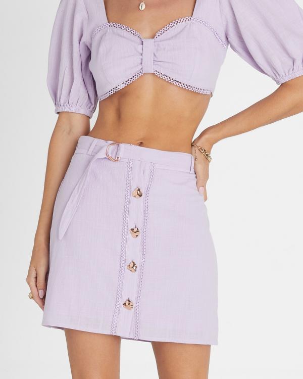 Heaven Australia - Amethyst Button Up Mini Skirt - Skirts (Purple) Amethyst Button Up Mini Skirt