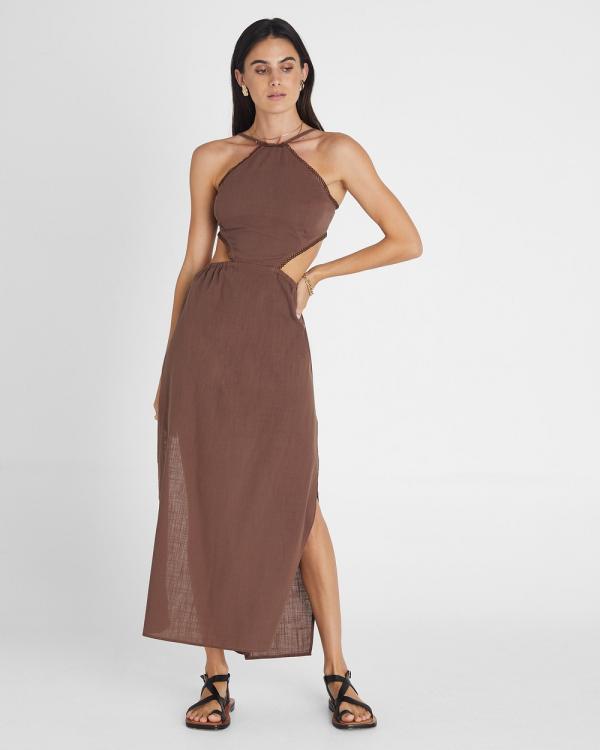 Heaven Australia - Garnet Halter Midi Dress - Dresses (Chocolate) Garnet Halter Midi Dress