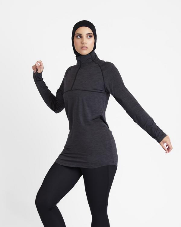 Hijab House - Grey Modest Fitness Top - Sports Tops & Bras (Grey) Grey Modest Fitness Top