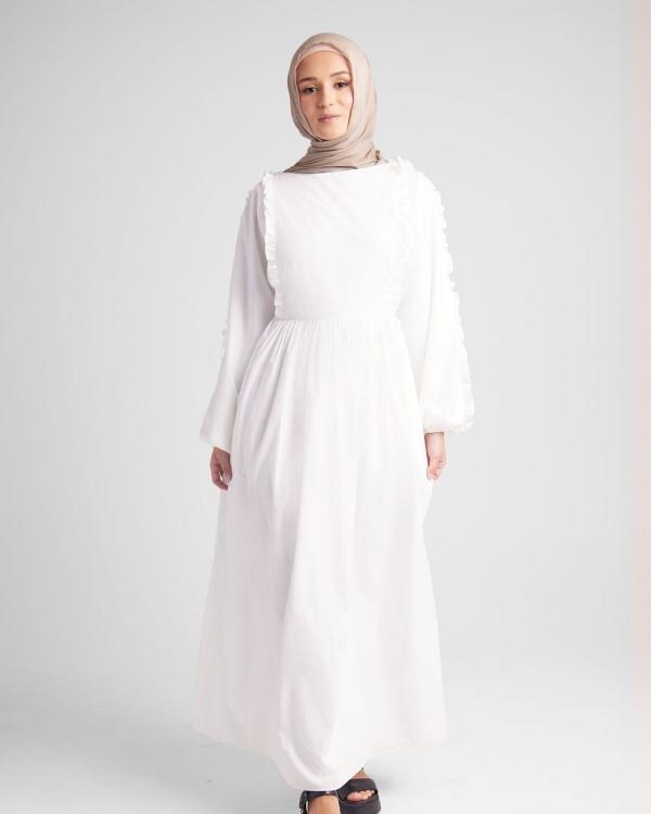 Hijab House - Snow Structured Shoulder Dress - Dresses (White) Snow Structured Shoulder Dress