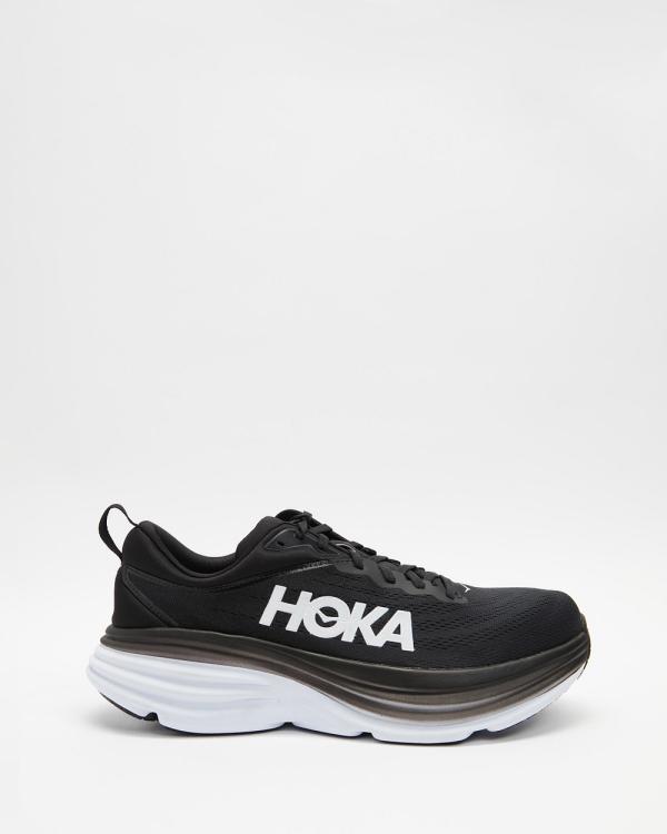HOKA - Bondi 8   Men's - Performance Shoes (Black & White) Bondi 8 - Men's