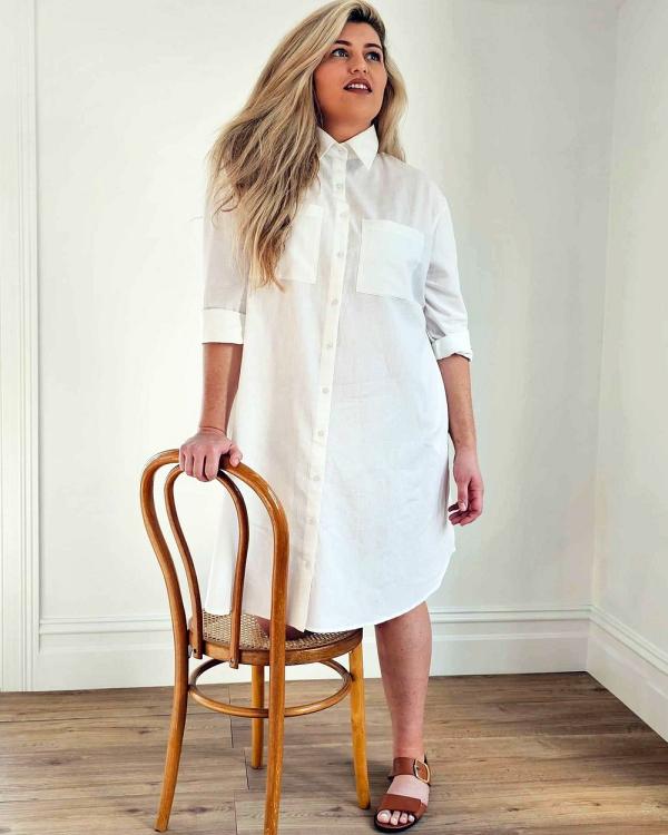 Hope & Harvest - Boyfriend Shirt Dress - Dresses (White) Boyfriend Shirt Dress