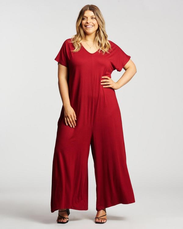 Hope & Harvest - Wide Leg Jumpsuit - Jumpsuits & Playsuits (Red) Wide Leg Jumpsuit