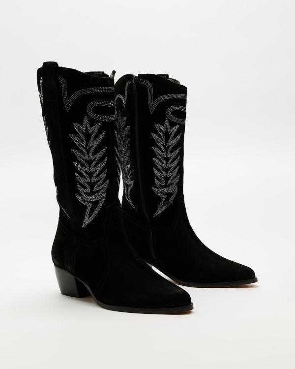 Human Premium - Dakota Boots - Boots (Black Suede & Black Stitch) Dakota Boots