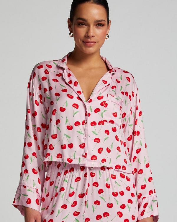 Hunkemoller - Vis Cherry LS Jacket - Sleepwear (Pink Tulle) Vis Cherry LS Jacket