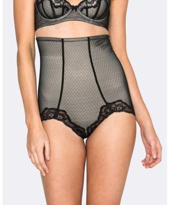 Hush Hush - Whisper Firm Control High Waisted Lace Brief - Lingerie (Black / Nude) Whisper Firm Control High-Waisted Lace Brief