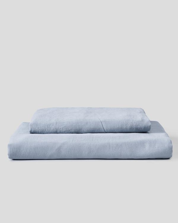IN BED - 100% Linen Duvet Set - Home (Mist) 100% Linen Duvet Set