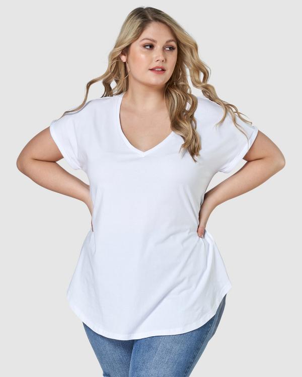 Indigo Tonic - Jacinta Longline V Neck Tee - Short Sleeve T-Shirts (White) Jacinta Longline V Neck Tee