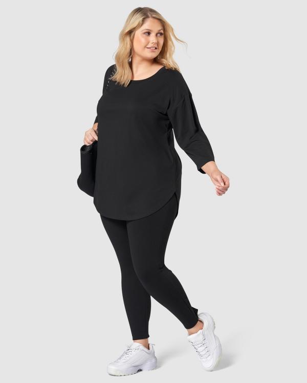 Indigo Tonic - Luna 3 4 Sleeve Tee - Sports Tops & Bras (Black) Luna 3-4 Sleeve Tee