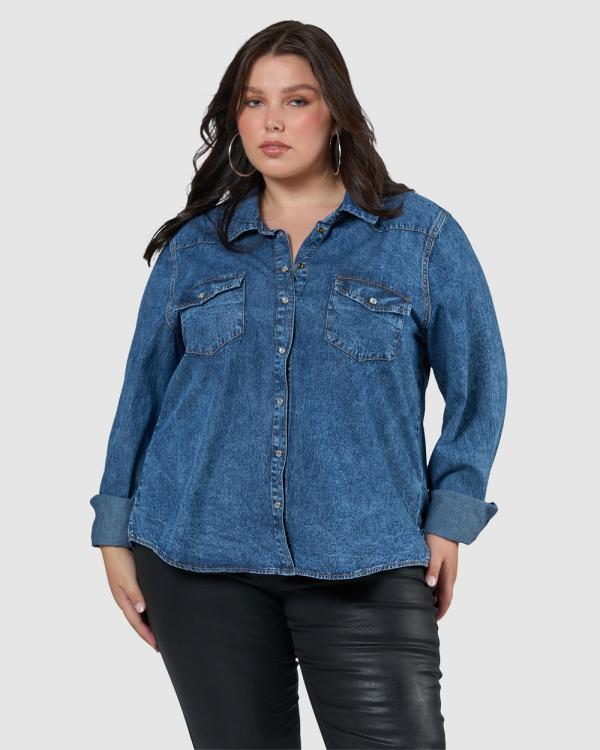 Indigo Tonic - Parton Denim Shirt - Tops (Blue) Parton Denim Shirt