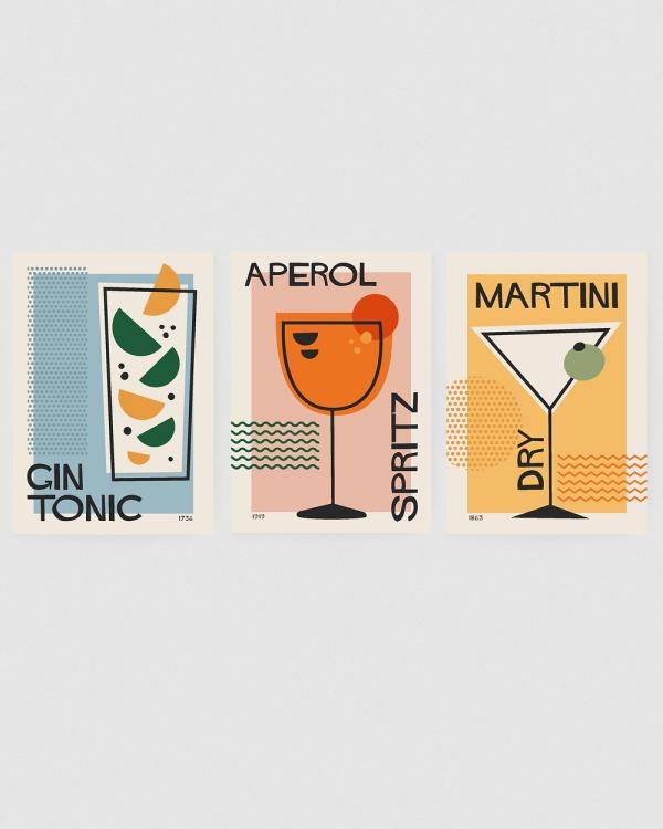 Inka Arthouse - Cocktail Set of 3 Art Prints - Home (Multi) Cocktail Set of 3 Art Prints