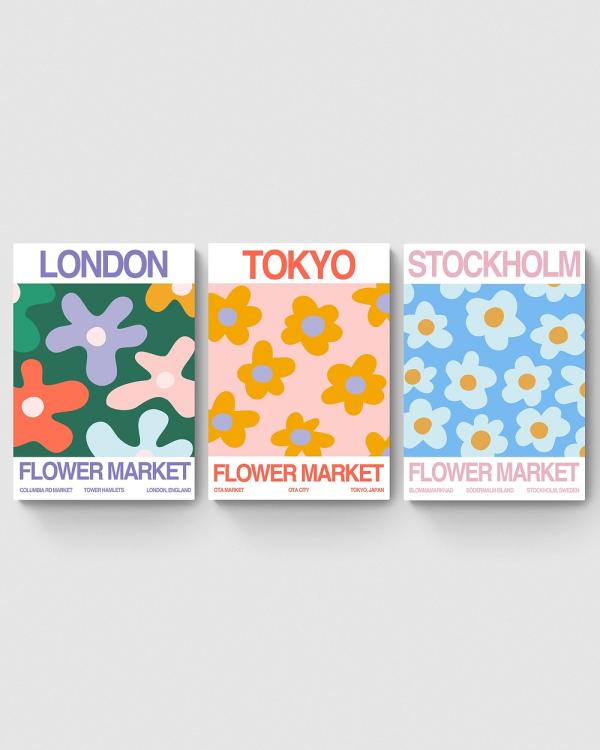 Inka Arthouse - Flower Market Set of 3 Art Prints - Home (Multi) Flower Market Set of 3 Art Prints