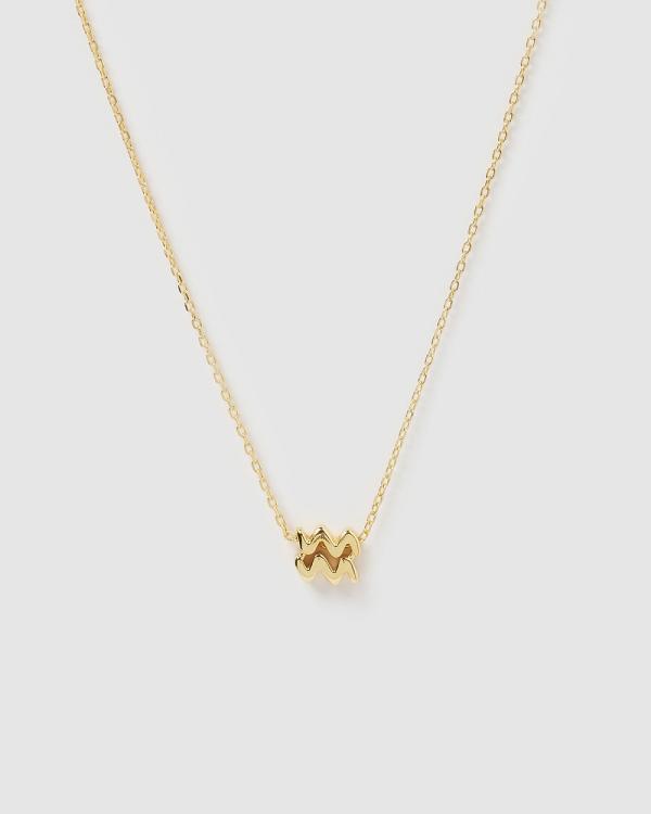 Izoa - Aquarius Star Sign Symbol Necklace - Jewellery (Gold) Aquarius Star Sign Symbol Necklace