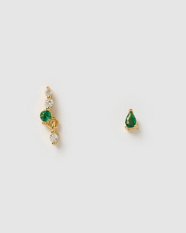 Izoa - Bindi Stud Earrings - Jewellery (Gold Green) Bindi Stud Earrings
