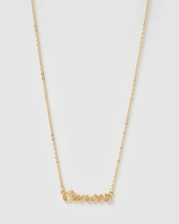 Izoa - Cancer Written Star Sign Necklace - Jewellery (Gold) Cancer Written Star Sign Necklace
