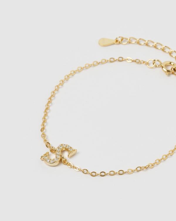 Izoa - Crystal Letter S Bracelet - Jewellery (Gold) Crystal Letter S Bracelet
