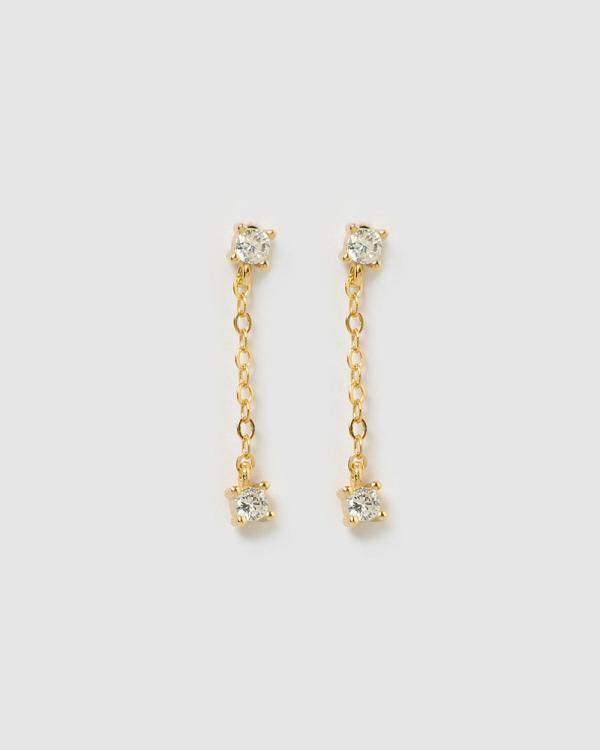 Izoa - Izoa Ruby Drop Stud Earrings Gold - Jewellery (Gold) Izoa Ruby Drop Stud Earrings Gold