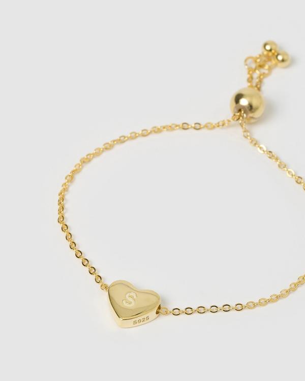 Izoa Kids - Kids Heart Alphabet Letter S Bracelet - Jewellery (Gold) Kids Heart Alphabet Letter S Bracelet