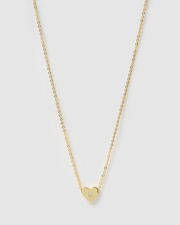 Izoa Kids - Kids Heart Alphabet Letter S Necklace - Jewellery (Gold) Kids Heart Alphabet Letter S Necklace