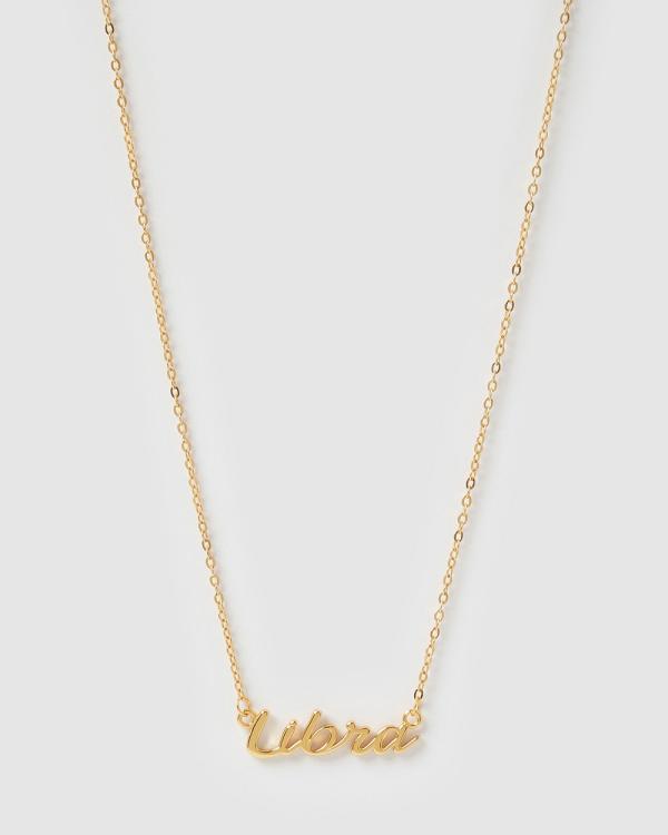 Izoa - Libra Written Star Sign Necklace - Jewellery (Gold) Libra Written Star Sign Necklace