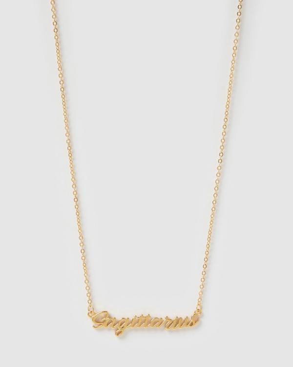 Izoa - Sagittarius Written Star Sign Necklace - Jewellery (Gold) Sagittarius Written Star Sign Necklace
