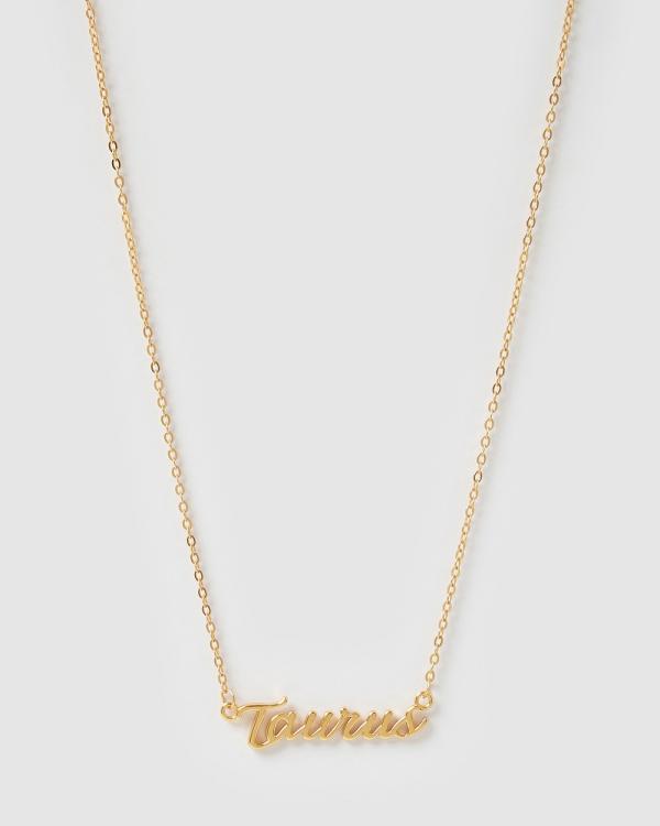 Izoa - Taurus Written Star Sign Necklace - Jewellery (Gold) Taurus Written Star Sign Necklace