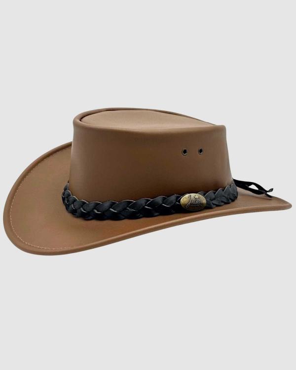 Jacaru - Jacaru 1069 Buffalo Leather Hat - Hats (Light Brown) Jacaru 1069 Buffalo Leather Hat