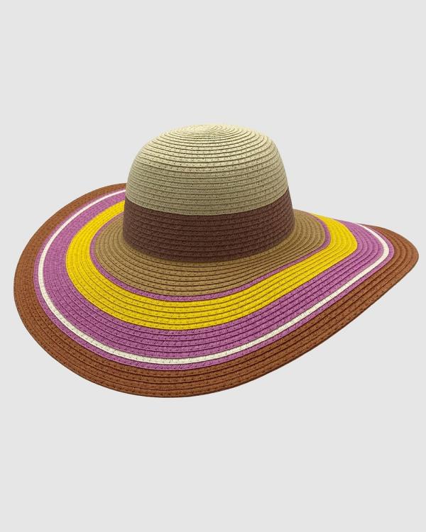 Jacaru - Jacaru 1764 Wide Brim Colour Stripes Hat - Headwear (Pink) Jacaru 1764 Wide Brim Colour Stripes Hat
