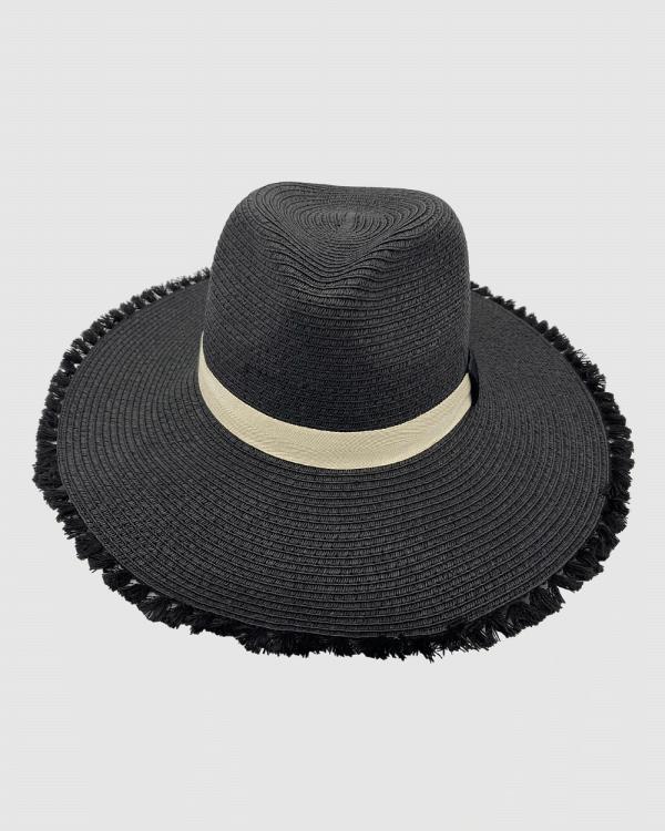 Jacaru - Jacaru 1868 Wide Brim Ladies Hat Black - Hats (Black) Jacaru 1868 Wide Brim Ladies Hat Black