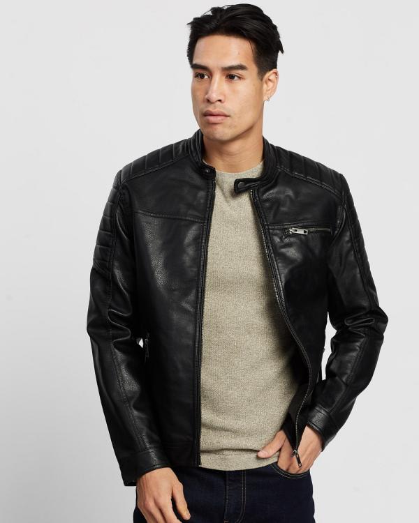 Jack & Jones - Rocky Faux Leather Jacket - Coats & Jackets (Black) Rocky Faux Leather Jacket