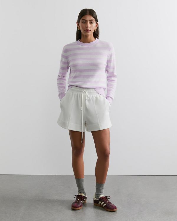 Jag - Faye Cotton Stripe Crew Knit - Jumpers & Cardigans (purple) Faye Cotton Stripe Crew Knit