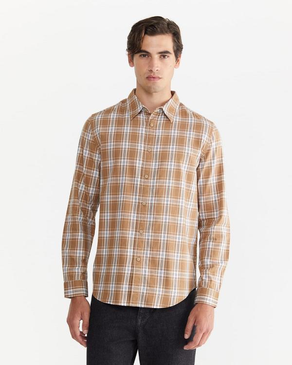 Jag - Organic Cotton Check Long Sleeve Shirt - Shirts & Polos (brown) Organic Cotton Check Long Sleeve Shirt
