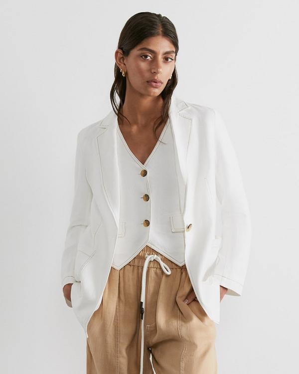 Jag - Sabine Linen Blazer - Coats & Jackets (white) Sabine Linen Blazer