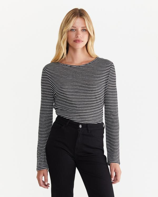 Jag - Stripe Linen Jersey Long Sleeve Tee - T-Shirts & Singlets (black) Stripe Linen Jersey Long Sleeve Tee