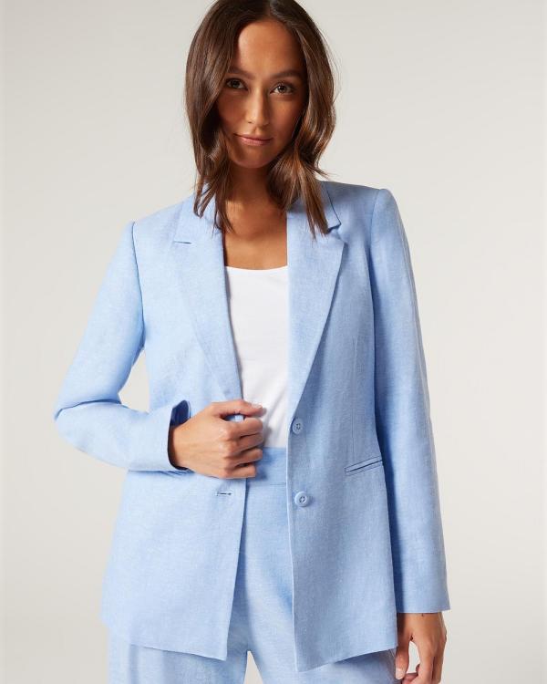 Jeanswest - Yara Linen Blazer - Coats & Jackets (Powder Blue) Yara Linen Blazer
