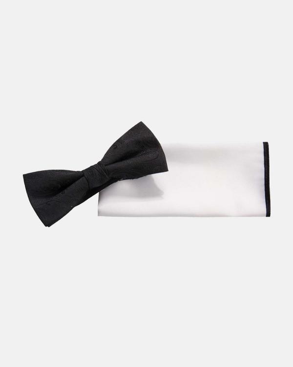 Jeff Banks - Plain Bow Tie & Pocket Square - Ties & Cufflinks (BLACK/WHITE) Plain Bow Tie & Pocket Square