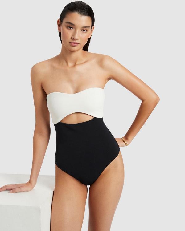 JETS - Versa Rib Cut Out Bandeau One Piece - One-Piece / Swimsuit (Black / Cream) Versa Rib Cut Out Bandeau One-Piece