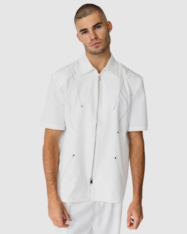 Justin Cassin - Quentin Short Sleeve Zip Shirt - Shirts & Polos (White) Quentin Short Sleeve Zip Shirt