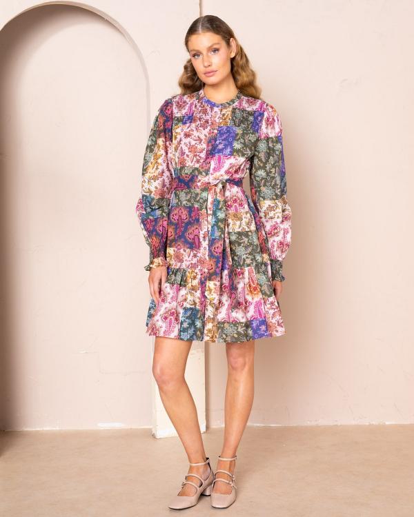 KACHEL - Leslie Shirred Mini Dress - Printed Dresses (Multi) Leslie Shirred Mini Dress